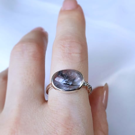 Platinum Rutilated Quartz Ring