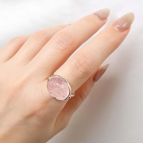 Carved Rose Quartz Ring