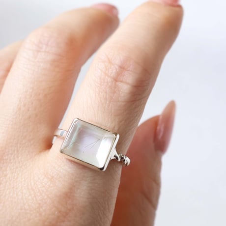 Yako Shell × Rutilated Quartz  Ring