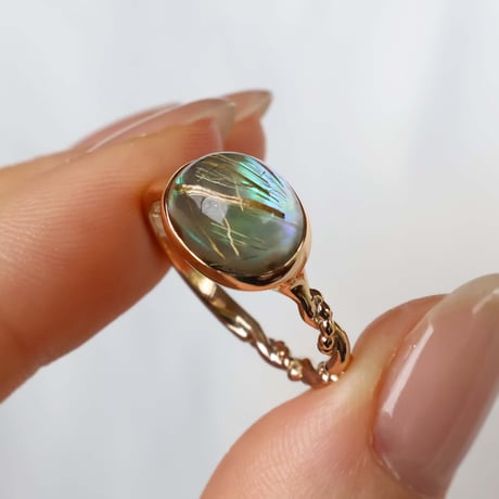 Abalone Shell × Rutilated Quartz Ring