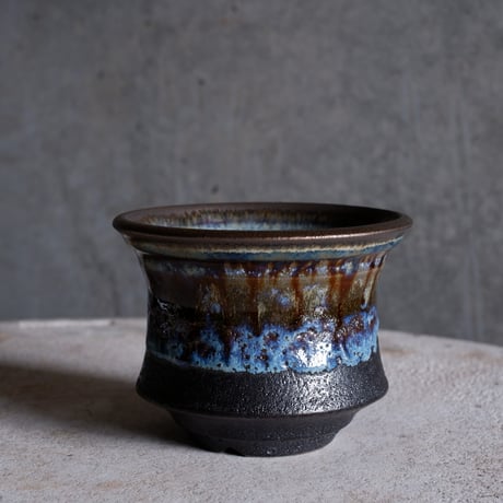 Φ11.2×h8.7㎝ coral verdigris pot  H669