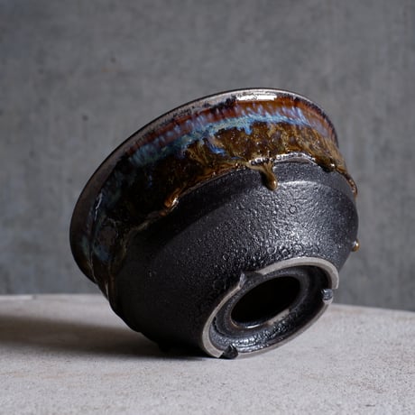 Φ14.2(in12)×h7.5㎝ coral verdigris pot  H664