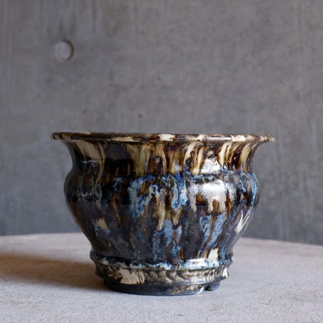 Φ17(in12.7)×h11.8㎝  鉄釉彩pot  H799