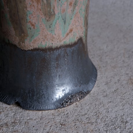 【OUTLET】Φ12.3×h14.5㎝  matte verdigris pot  H614