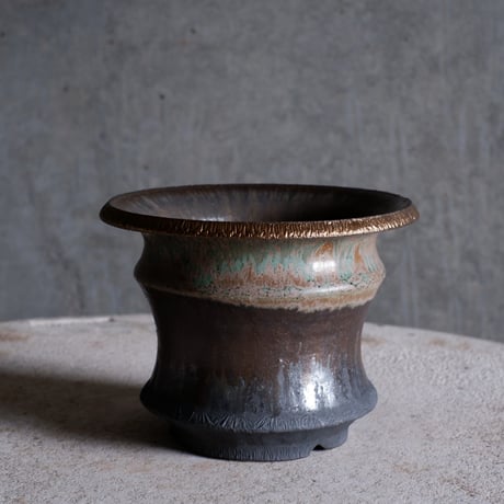 Φ13.8×h10.8㎝ matte verdigris pot  H608
