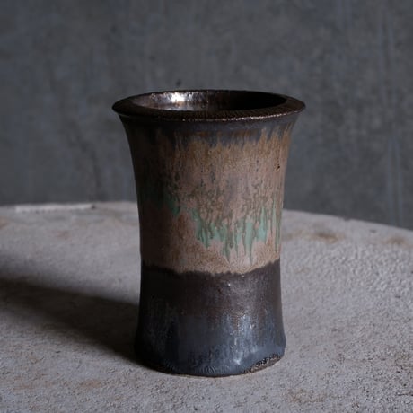 【OUTLET】Φ8(in6.3)×h11㎝  matte verdigris pot  H621
