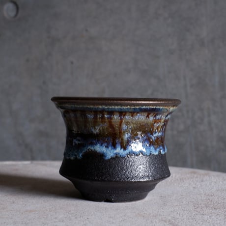 Φ11.2×h8.7㎝ coral verdigris pot  H669