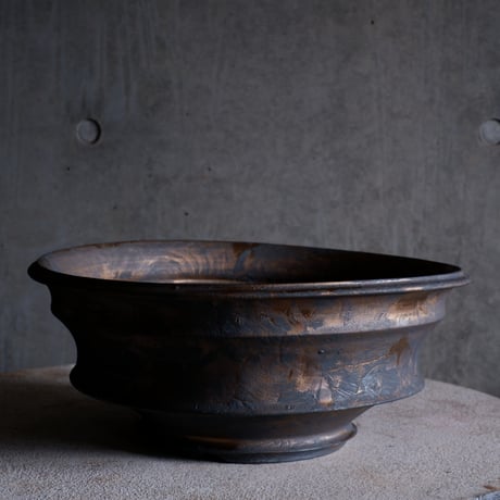 【OUTLET】Φ32.5×h13.3㎝  bronze鉄彩 pot  H719