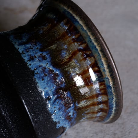 Φ11.2×h8.7㎝ coral verdigris pot  H669