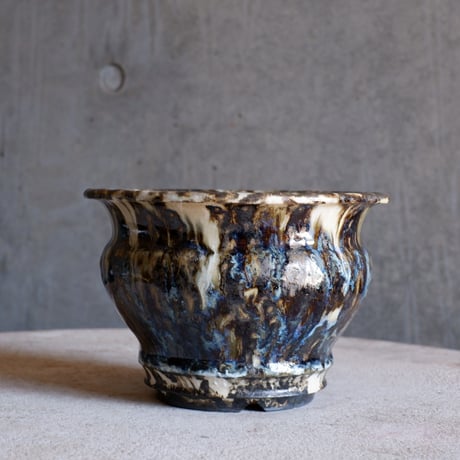 Φ17(in12.7)×h11.8㎝  鉄釉彩pot  H799