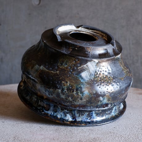 Φ20.2(in16.5)×h12.2㎝  鉄釉彩pot  H793