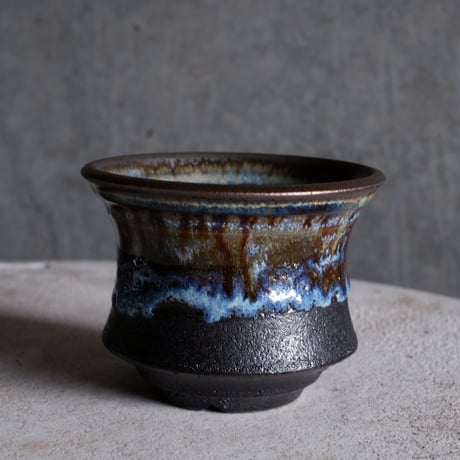 Φ11.2×h8.7㎝ coral verdigris pot  H669