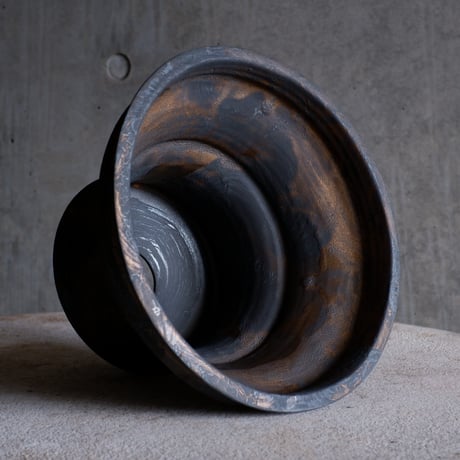 Φ21.3(in19)×h15㎝  bronze鉄彩 pot  H721