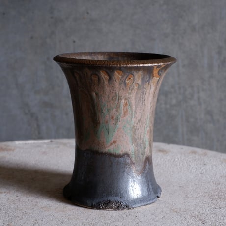 【OUTLET】Φ12.3×h14.5㎝  matte verdigris pot  H614