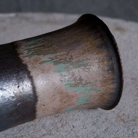【OUTLET】Φ8(in6.3)×h11㎝  matte verdigris pot  H621
