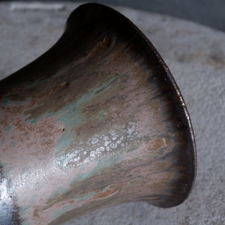 【OUTLET】Φ12.3×h14.5㎝  matte verdigris pot  H614