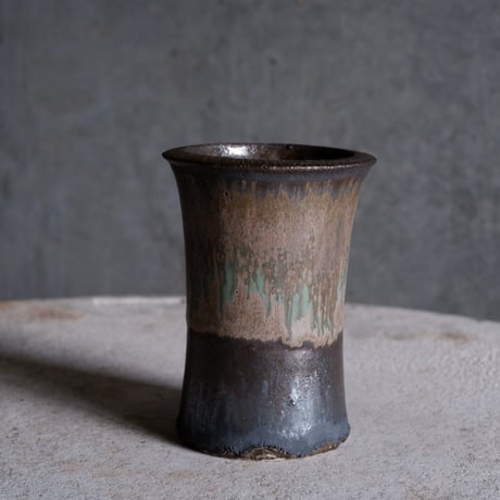 【OUTLET】Φ8(in6.3)×h11㎝  matte verdigris pot  H621