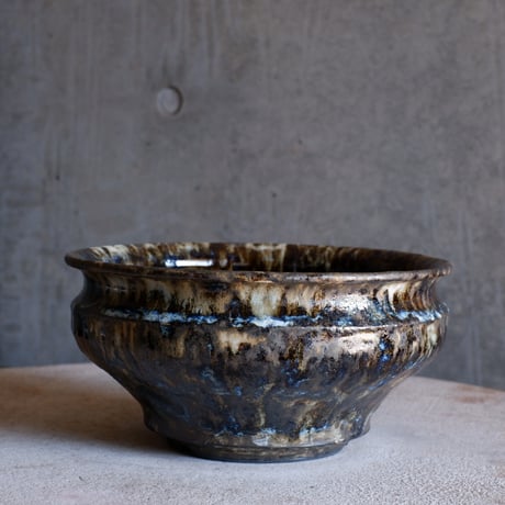 Φ22.3(in19.2)×h11㎝  鉄釉彩pot  H792