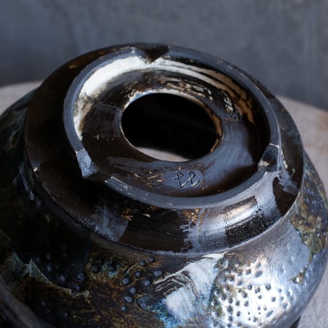 Φ20.2(in16.5)×h12.2㎝  鉄釉彩pot  H793
