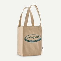 <patagonia>リサイクル・マーケット・トート/OLMC/'95 Oval Logo Mountain Sun: Classic Tan/59251  のコピー