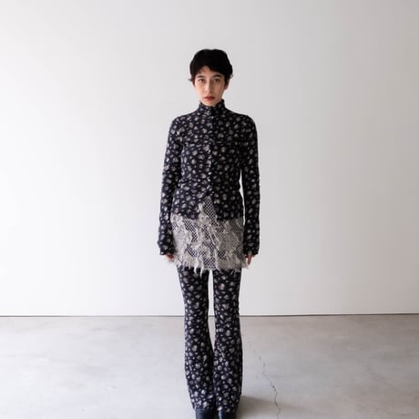 flower wool flare pants