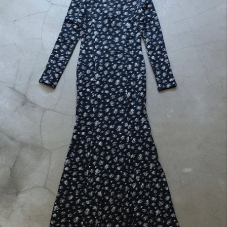 flower wool backless dress