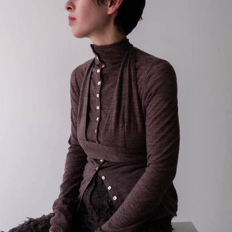 wool sheer high neck top