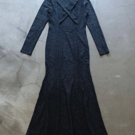 flower wool backless dress