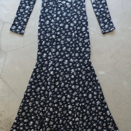 flower wool backless dress