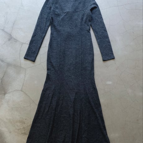 flower wool backless dress