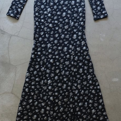 flower wool backless dress