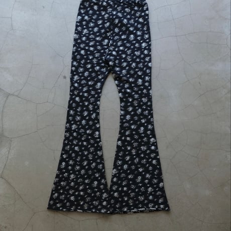 flower wool flare pants