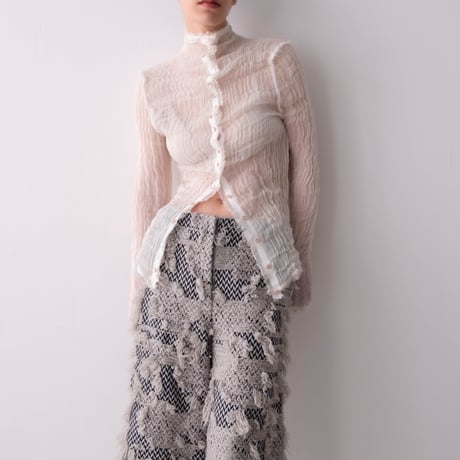 wool limen gawze high neck top