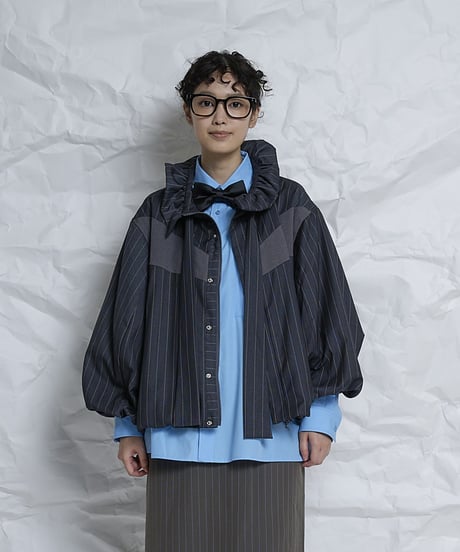 Frill collar Ribbon Blouson