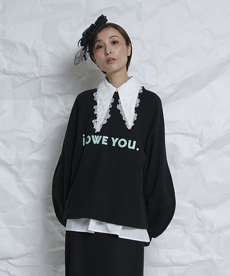 I owe you ballon sleeve pullover
