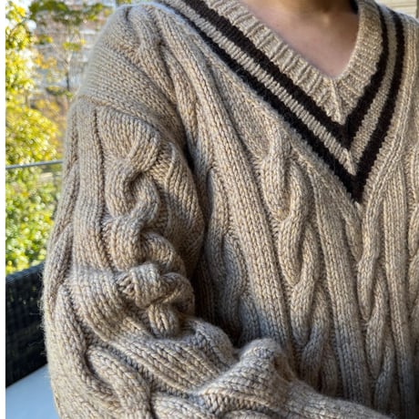 Slopeslow / Camel & Cashmere クリケットセーター hand knitting