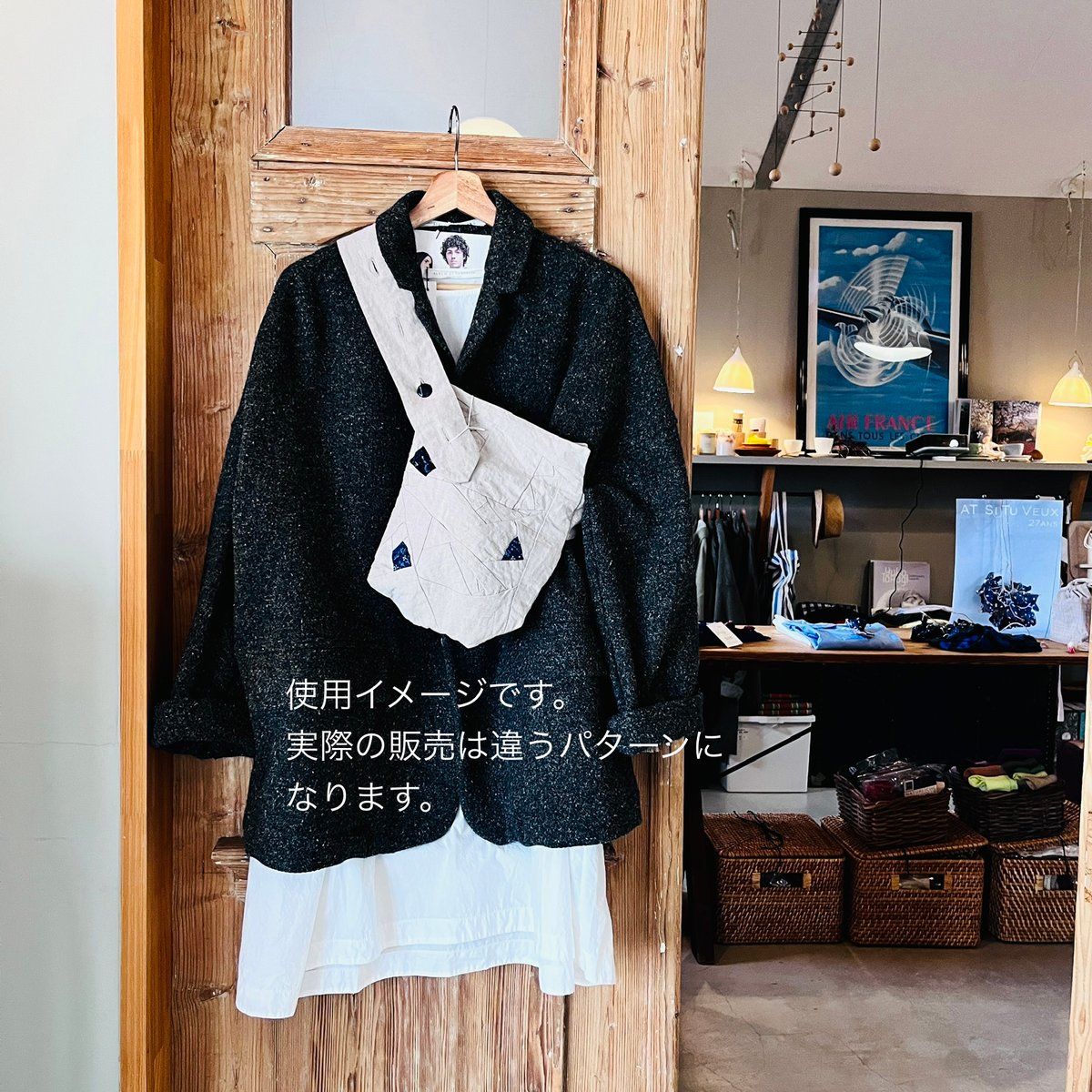 sacai 半袖カットソー　リネン混　切り替え　バックデザイン　パッチワーク KAI リネンパッチワークバッグ | Si Tu Veux