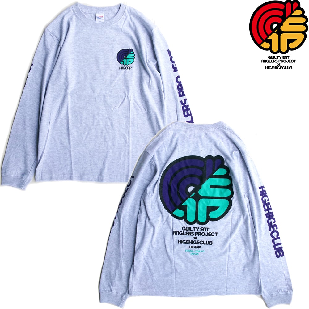 ANGLERS PROJECT x HIGE HIGE CLUB HIGEAP 2 L/S T-SHIRTS ASH アングラーズ ...
