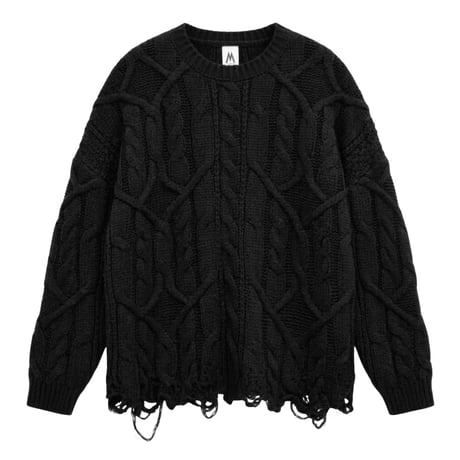 M53. クラッシュケーブルニット ブラック
