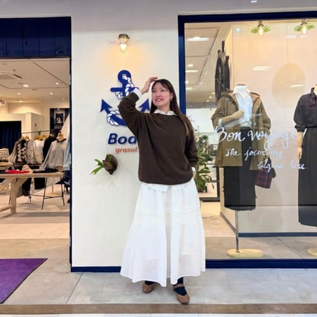 M53. ツイストドローコードロングTシャツ -ブラウン