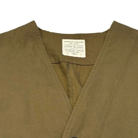 vent blanc | コットンレーヨンツイルノーカラージャケット  | 【Khaki】