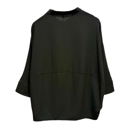 Dignte Collier    ストレッチシフォンワイドブラウス       -　チャコール