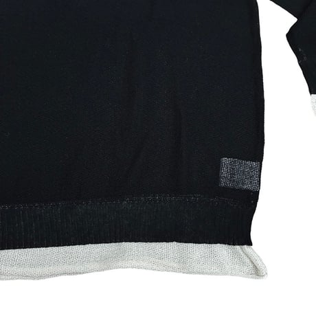 QTUME バイカラーロングTシャツニット- ブラック
