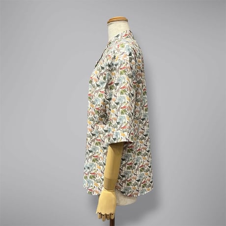 Parkes     リバティプリント"Queue for the Zoo"半袖シャツ