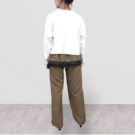 QTUME     オーバースカート付きパンツ       -ベージュ