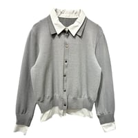 ATELIER SIX        ニット×布帛 シャツドッキングカーディガン    -グレー