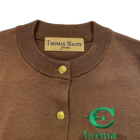 THOMAS MAGPIE クルーラインカーディガン-ブラウン