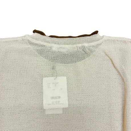 QTUME バイカラーロングTシャツニット- ベージュ