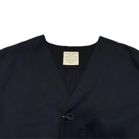 vent blanc | コットンレーヨンツイルノーカラージャケット  | 【Navy】