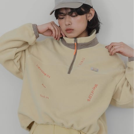 EimeeLaw   ランダム刺繍フリースZIPプルオーバー  -  ライトイエロー